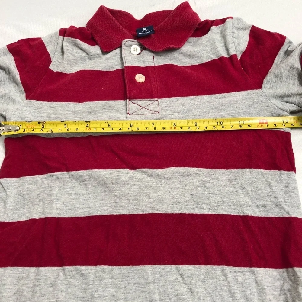 Gap red and gray stripe long sleeve layered look polo t-shirt